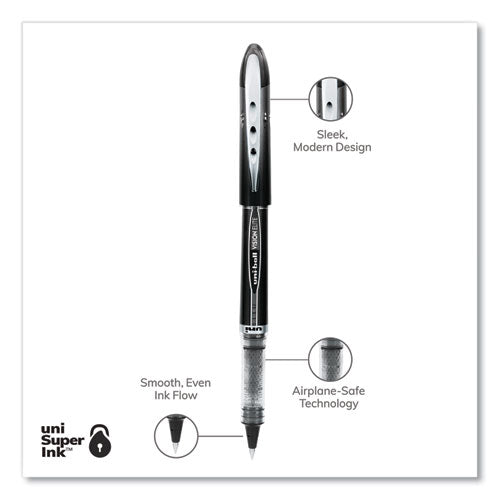 Vision Elite Roller Ball Pen, Stick, Extra-fine 0.5 Mm, Black Ink, Black Barrel