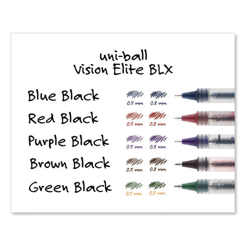 Vision Elite Roller Ball Pen, Stick, Extra-fine 0.5 Mm, Blue-black Ink, Black/blue Barrel