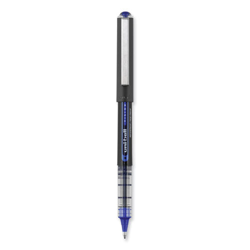 Vision Roller Ball Pen, Stick, Bold 1 Mm, Blue Ink, Black/blue Barrel, Dozen