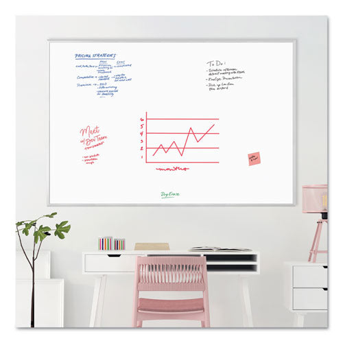 Melamine Dry Erase Board, 70 X 47, White Surface, Silver Frame