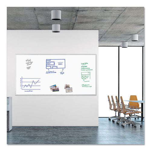 Magnetic Dry Erase Board With Aluminum Frame, 95 X 47, White Surface, Silver Frame