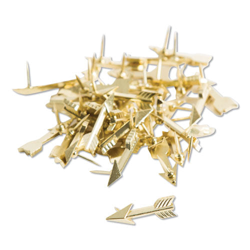 Fashion Push Pins, Steel, Gold, 0.38", 36/pack