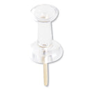 Standard Push Pins, Plastic, Clear, Clear Head/gold Pin, 0.44", 100/pack