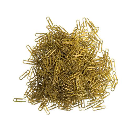 Paper Clips, Medium, Vinyl-coated, Gold, 200 Clips/box, 5 Boxes/pack