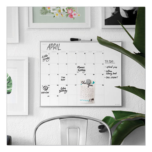 Magnetic Dry Erase Board, Undated One Month, 20 X 16, White Surface, Silver Aluminum Frame