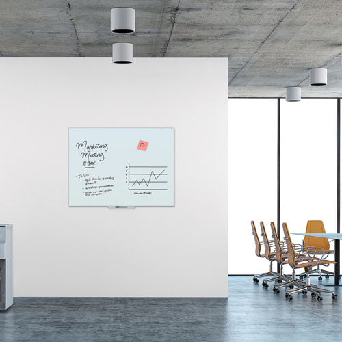 Floating Glass Dry Erase Board, 47 X 35, White