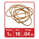 Rubber Bands, Size 16, 0.04" Gauge, Beige, 1 Lb Box, 1,900/pack