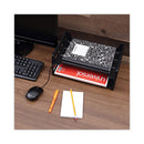 Recycled Plastic Side Load Desk Trays, 2 Sections, Letter Size Files, 13" X 9" X 2.75", Black