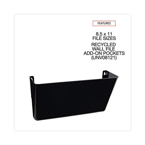 Wall File Pockets, Plastic, Letter Size, 13" X 4.13" X 7", Black