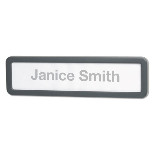 Recycled Cubicle Nameplate With Rounded Corners, 9 X 2.5, Charcoal