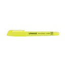 Pocket Highlighters, Fluorescent Yellow Ink, Chisel Tip, Yellow Barrel, Dozen