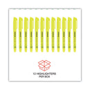 Pocket Highlighters, Fluorescent Yellow Ink, Chisel Tip, Yellow Barrel, Dozen