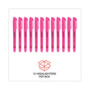 Pocket Highlighters, Fluorescent Pink Ink, Chisel Tip, Pink Barrel, Dozen