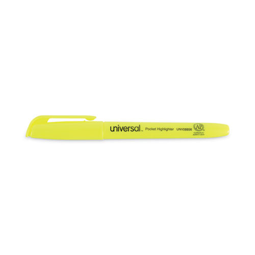 Pocket Highlighter Value Pack, Fluorescent Yellow Ink, Chisel Tip, Yellow Barrel, 36/pack