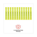 Desk Highlighters, Fluorescent Yellow Ink, Chisel Tip, Yellow Barrel, Dozen