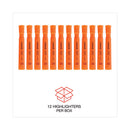 Desk Highlighters, Fluorescent Orange Ink, Chisel Tip, Orange Barrel, Dozen