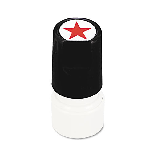 Round Message Stamp, Star, Pre-inked/re-inkable, Red