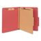 Bright Colored Pressboard Classification Folders, 2" Expansion, 1 Divider, 4 Fasteners, Letter Size, Ruby Red, 10/box