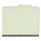 Four-section Pressboard Classification Folders, 2" Expansion, 1 Divider, 4 Fasteners, Letter Size, Green Exterior, 10/box