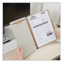 Four-section Pressboard Classification Folders, 2" Expansion, 1 Divider, 4 Fasteners, Letter Size, Gray Exterior, 10/box