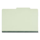 Four-section Pressboard Classification Folders, 2" Expansion, 1 Divider, 4 Fasteners, Legal Size, Green Exterior, 10/box