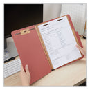 Six-section Pressboard Classification Folders, 2" Expansion, 2 Dividers, 6 Fasteners, Letter Size, Red Exterior, 10/box