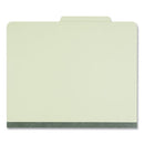 Six-section Pressboard Classification Folders, 2" Expansion, 2 Dividers, 6 Fasteners, Letter Size, Green Exterior, 10/box