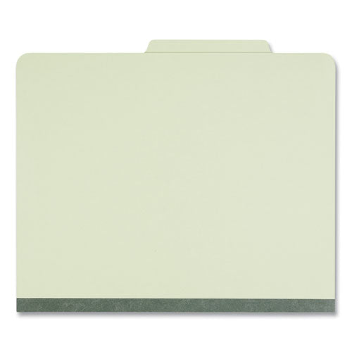 Six-section Pressboard Classification Folders, 2" Expansion, 2 Dividers, 6 Fasteners, Letter Size, Green Exterior, 10/box