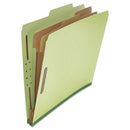 Six-section Pressboard Classification Folders, 2" Expansion, 2 Dividers, 6 Fasteners, Letter Size, Green Exterior, 10/box