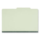 Eight-section Pressboard Classification Folders, 3" Expansion, 3 Dividers, 8 Fasteners, Legal Size, Green Exterior, 10/box