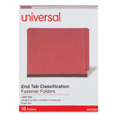 Deluxe Six-section Pressboard End Tab Classification Folders, 2 Dividers, 6 Fasteners, Letter Size, Bright Red, 10/box