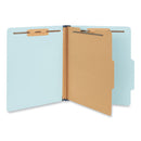 Four-section Pressboard Classification Folders, 1.75" Expansion, 1 Divider, 4 Fasteners, Letter Size, Light Blue, 20/box