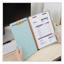 Four-section Pressboard Classification Folders, 1.75" Expansion, 1 Divider, 4 Fasteners, Letter Size, Light Blue, 20/box