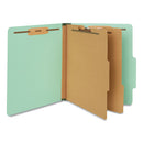 Six-section Classification Folders, Heavy-duty Pressboard Cover, 2 Dividers, 6 Fasteners, Letter Size, Light Green, 20/box