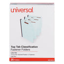 Top Tab Classification Folders, 1" Expansion, 2 Fasteners, Letter Size, Light Blue Exterior, 25/box