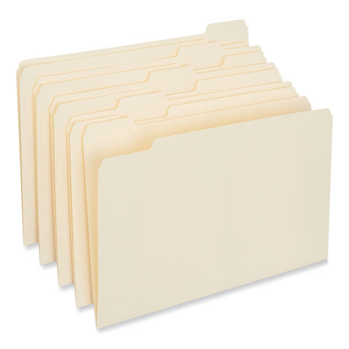 Top Tab File Folders, 1/5-cut Tabs: Assorted, Letter Size, 0.75" Expansion, Manila, 100/box