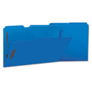 Deluxe Reinforced Top Tab Fastener Folders, 0.75" Expansion, 2 Fasteners, Legal Size, Blue Exterior, 50/box