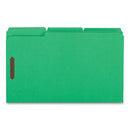 Deluxe Reinforced Top Tab Fastener Folders, 0.75" Expansion, 2 Fasteners, Legal Size, Green Exterior, 50/box