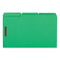 Deluxe Reinforced Top Tab Fastener Folders, 0.75" Expansion, 2 Fasteners, Legal Size, Green Exterior, 50/box