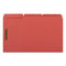 Deluxe Reinforced Top Tab Fastener Folders, 0.75" Expansion, 2 Fasteners, Legal Size, Red Exterior, 50/box