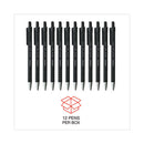 Ballpoint Pen, Retractable, Medium 1 Mm, Black Ink, Black Barrel, Dozen