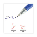 Comfort Grip Ballpoint Pen, Retractable, Medium 1 Mm, Blue Ink, Clear Barrel, Dozen