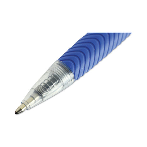 Comfort Grip Ballpoint Pen, Retractable, Medium 1 Mm, Blue Ink, Clear Barrel, Dozen