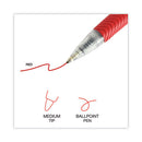 Comfort Grip Ballpoint Pen, Retractable, Medium 1 Mm, Red Ink, Clear Barrel, Dozen