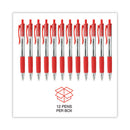 Comfort Grip Ballpoint Pen, Retractable, Medium 1 Mm, Red Ink, Clear Barrel, Dozen