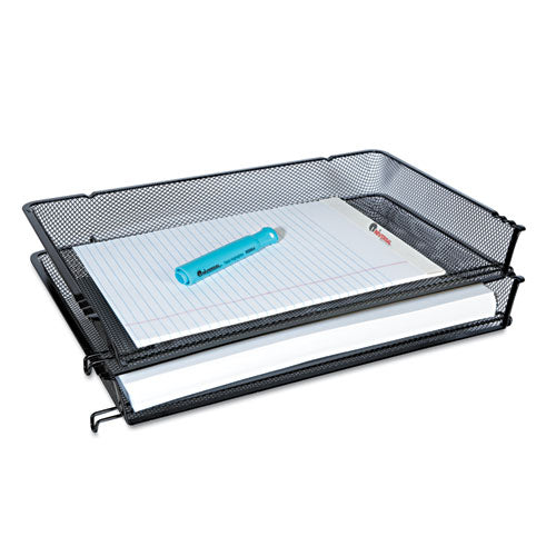 Deluxe Mesh Stacking Side Load Tray, 1 Section, Legal Size Files, 17" X 10.88" X 2.5", Black