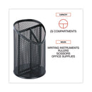 Metal Mesh 3-compartment Pencil Cup, 4.13" Diameter X 6"h, Black