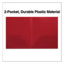 Two-pocket Plastic Folders, 100-sheet Capacity, 11 X 8.5, Red, 10/pack