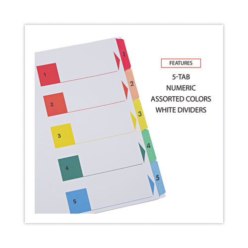 Deluxe Table Of Contents Dividers For Printers, 5-tab, 1 To 5; Table Of Contents, 11 X 8.5, White, 6 Sets