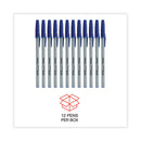 Ballpoint Pen, Stick, Fine 0.7 Mm, Blue Ink, Gray Barrel, Dozen